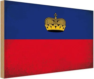 Produktbild von vianmo Holzschild 30x40 cm Liechtenstein Flagge Fahne Wappen