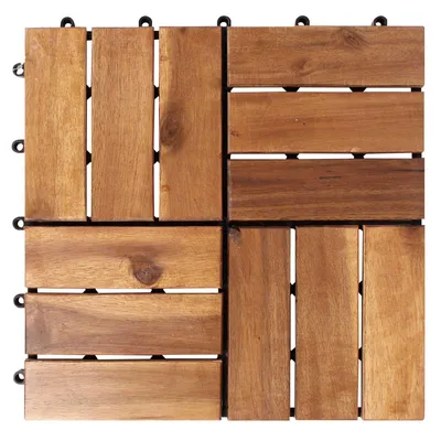 Produktbild von 11 Stück 30x30 cm Akazienfliesen = 1 m² Holzfliesen Akazien Holz Terrassenfliesen Klickfliesen Balkonfliesen Steckfliesen