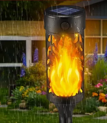 Produktbild von Innenhof-Solar-Außenlampe, 4-6 Stunden in der Nacht beleuchtet, mit blinkenden Flammen, LED-Solar-Gartenleuchte für die Gartendekoration