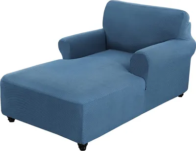 Obrázek produktu pro Chaise Longue Cover Stretch Chaise Longue Slipcover pro obývací pokoj Chaise Longue s dvojitým ramenem Chaise Longue Cover, Dust Blue