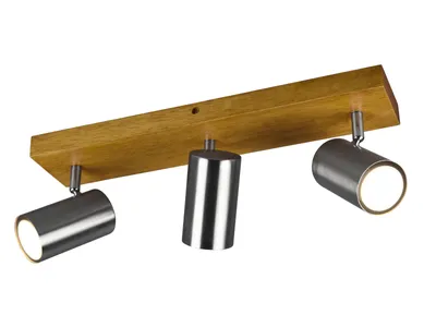 Produktbild von Trio Leuchten 3er Spot Marley GU10, nickel matt, holzfarbig