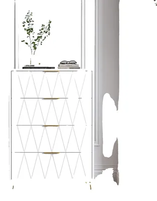 Produktbild von Kommode, Vier Schubladen, Minimalistisches Modernes Design, Weiß