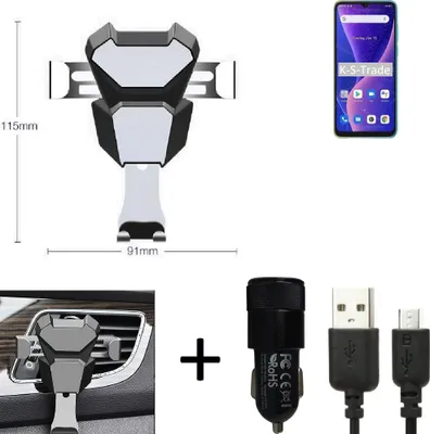 Produktbild von K-S-Trade KFZ Halterung kompatibel mit Blackview Oscal C60 Halterung Lüftungshalterung Lüftungsschlitz schwarz-silber Autohalterung Handy inkl. KFZ