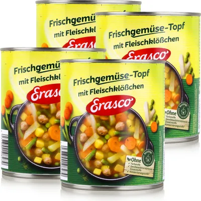 Produktbild von Erasco Frischgemüse-Topf Fleischklößchen 800g Fertigessen (4er Pack)