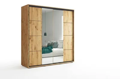 Produktbild von A3 Schiebetürenschrank mit Spiegel - Craft Gold - 200 x 62 x 245 cm