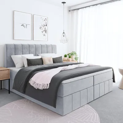 Produktbild von Bett, Boxspringbett MEGII mit Bonnel-Matraze, Bettkästen, OHNE Topper, Doppelbett, Stauraum, Federkern, 120x200 cm, (Hellgrau - ITAKA 51)