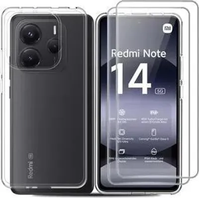 Produktbild von Xiaomi Redmi Note 14 Pro 4G 2x Schutzglas Handyhülle Bumper Panzerfolie Case
