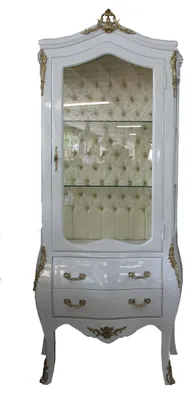 Zdjęcie produktu dla Casa Padrino, witryna barokowa w stylu antycznym - biały/złoty - szerokość 72 cm, głębokość 45 cm, wysokość 184 cm