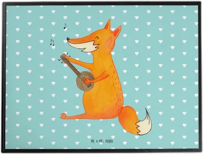 Produktbild von Mr. & Mrs. Panda Schreibunterlage Fuchs Gitarre - Türkis Pastell - Geschenk, Schreibtischauflage, Singen, schreibtischunterlagen, Optimistisch, Sänger, Musik, glücklich