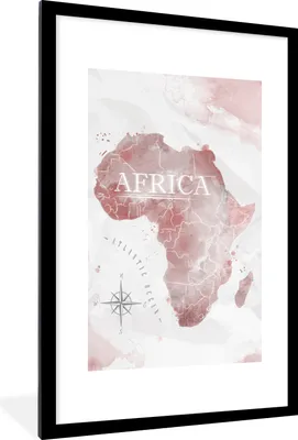 Produktbild von MuchoWow® MuchoWow® Gerahmtes Poster Karte - Afrika - Aquarell - Kompass 60x90 cm - Poster mit zchwarzem Bilderrahmen - Dekoration - Wandposter Wohnzimmer - Hochwertig