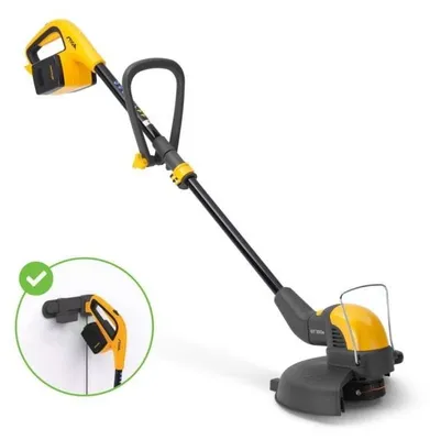 Imagen del producto de Tritrimador eléctrico Stiga, incluye 2 baterías de 20 V y soporte de pared con función de carga | Tritrimador de jardín | Desbrozadora | Cortacésped eléctrico | Mango telescópico y empuñadura adicional