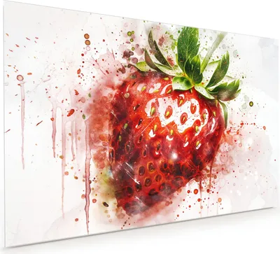 Produktbild von Küchenrückwand Spritzschutz Glas mit Motiv Erdbeerkunstwerk 40 x 40 cm