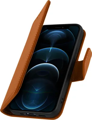Produktbild von Avizar, iPhone 12 Pro Max Leder Etui Premium mit Standfunktion, Braun