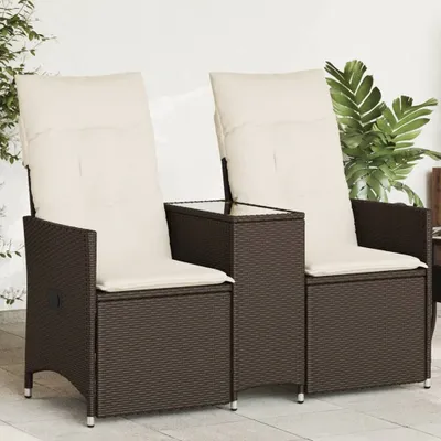 Produktbild von Möbel Gartensofa 2-Sitzer Verstellbar mit Tisch Braun Poly Rattan - Gartensofas 365711