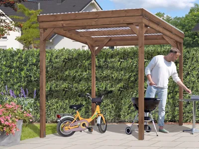 Produktbild von UNIPORT Holzunterstand Kaminholzregal Terrassenüberdachung kesseldruckimprägniert braun