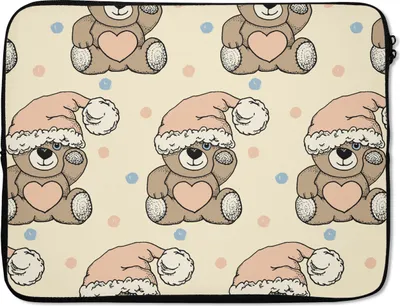 Produktbild von MuchoWow® Laptop Hülle 17 Zoll Laptoptasche Teddybär - Schlafmütze - Kinder - Pastell - Zipper - Schutzabdeckung