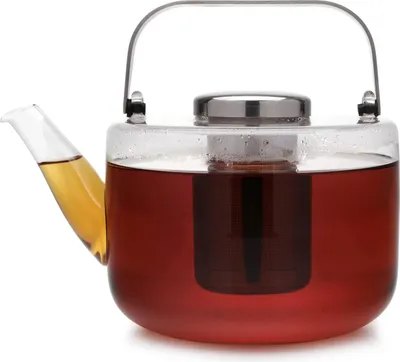Produktbild von Gläserner Teepott mit Sieb und Trichterfreie - Teepott mit Teesiebchen und Handgriff - Geeignet für lose Tee 1,3L