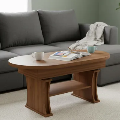 Produktbild von Design Couchtisch DA-130 oval 130 - 170cm ausziehbar höhenverstellbar mit Ablage
