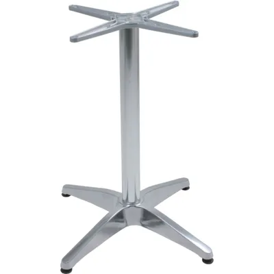 A silver table base with a four-star base and a central column.