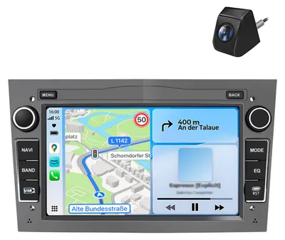 Immagine prodotto di Autoradio USB Type-C con CarPlay, Android Auto e GPS per Opel Astra H, Corsa C, Vectra D, Zafira B, con telecamera di retromarcia, 2+64 GB, DAB+, Wi-Fi, grigio