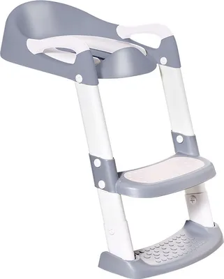 Produktbild von Baby-Töpfchen-Trainingssitz mit 2-Stufen-Leiter, geeignet für Kleinkinder mit gepolstertem Sitz und spritzwassergeschützt, höhenverstellbar