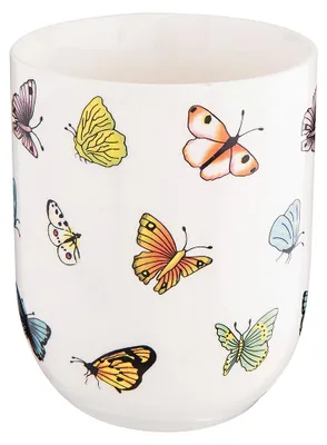 Image de Clayre & Eef Tasse 100 ml Beige Jaune Porcelaine Papillons