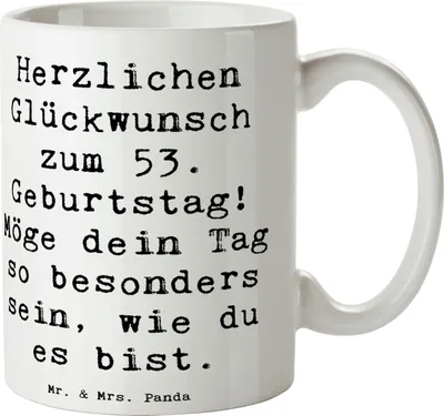 Produktbild von Mr. & Mrs. Panda Kaffeetasse Spruch 53. Geburtstag - Weiß - Geschenk, Lebensabschnitt, Tasse, Kaffeebecher, Geburtstagsspruch, strahlend, haferl, schöne, Glückwunsch