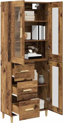 Obrázek produktu pro vidaXL Highboard old wood 69,5 x 34 x 180 cm materiál na bázi dřeva