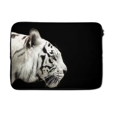 Produktbild von MuchoWow® Laptop Hülle 14 ZollTiger - Weiß - Schwarz Laptoptasche - Laptoptasche - Stoßsicher - Schutzhaube