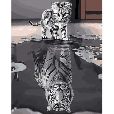 Produktbild von Malen nach Zahlen "Katze und Tiger" 40 x 50 cm, auf Keilrahmen