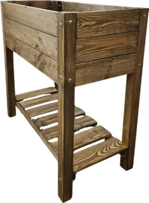 Produktbild von Hochbeet aus massivem Kiefernholz 79x40x78 cm – Rechteckig, Natur geölt, für Garten, Terrasse & Balkon – Pflanzkasten Holz – Robustes Pflanzbeet