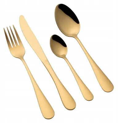 Produktbild von Edelstahl Besteckset Goldglanz 16-teilig für 4 Personen spülmaschinenfest
