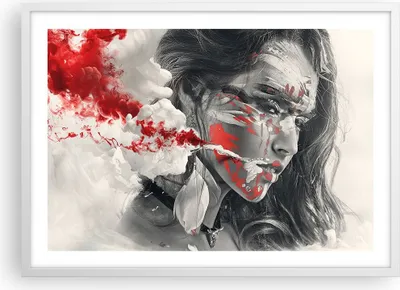 Produktbild von Gerahmtes Poster - Weißer Rahmen - Frau Gesicht Kunst - 70x50 cm - Wand Bild - Wanddeko - Wandbilder - Kunstposter - Wandposter - Bilderrahmen - Bilder - Kunstdruck - Wandbild - P2WAA70x50-3867