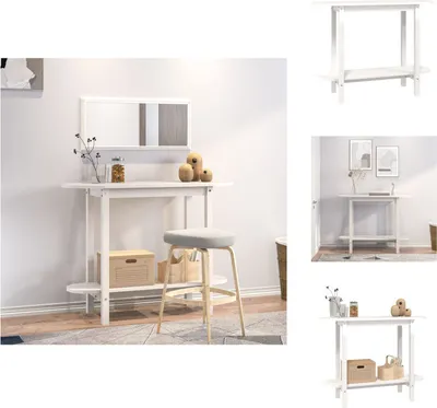 Immagine prodotto di vidaXL Tavolino bianco 110x40x80 cm in legno di pino massiccio - Tavolini da salotto