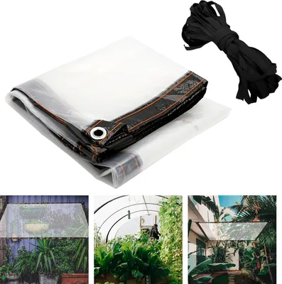 Immagine prodotto di Clanmacy Telone impermeabile in PVC trasparente con occhielli, telone resistente alle intemperie tettoie resistenti Pieghevole, 3 × 5M Telone parapioggia per mobili da giardino Piante Serra