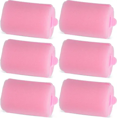 Produktbild von 6 Stück Schwamm-Lockenwickler für Ponyfrisuren, weiche und haarschonende Schlafwickler aus leichtem Schwamm in Rosa