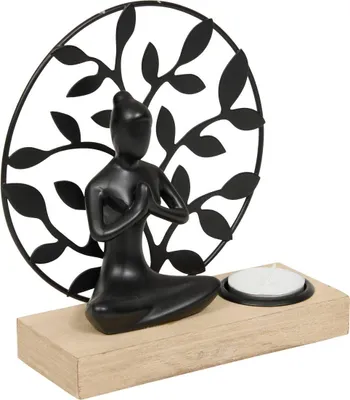 Produktbild von Windlicht yogi l. 15xt. 6xh. 16cm holz und passendes metall  - Atmosphera créateur d'intérieur