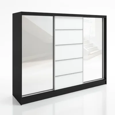 Produktbild von Schwebetürenschrank TARO 3-türiger Kleiderschrank mit 3 Spiegeln und Kleiderstangen – Funktionalität und Eleganz!