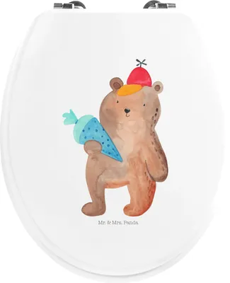 Produktbild von Mr. & Mrs. Panda Klo-Deckel Bär Schultüte - Weiß - Geschenk, Klodeckel, WC-Sitz, Einschulung, Teddy, Toilettenbrille, Schulbeginn, WC Brille, klo deckel, Grundschule