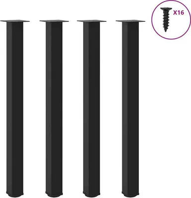 Obrázek produktu pro Nohy barového stolu 4 ks černé 110–112 cm ocelové