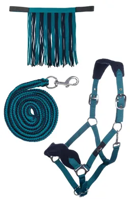 Image de Set de licols avec franges anti-mouches Taille (cheval) - Cob Couleur - Petrol