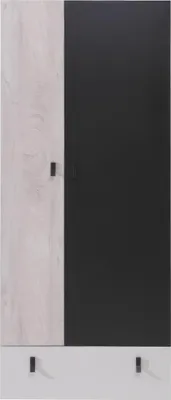 Produktbild von Jugendzimmer - Drehtürenschrank / Kleiderschrank Aalst 03, Farbe: Eiche / Creme / Schwarz - Abmessungen: 190 x 80 x 50 cm (H x B x T)