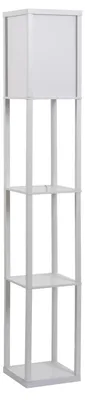 Produktbild von Stehleuchte Elegante Stehlampe Mit 3 Regalen, E27 Bis 40W, Für Wohn-/Schlafzimmer, E1-Mdf & Acryl, Weiß, 26X26X160Cm