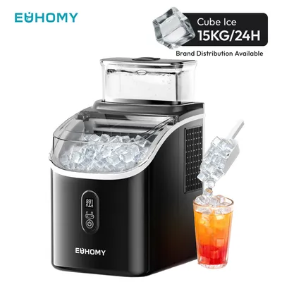 Produktbild von EUHOMY Eiswürfelmaschine IM005-CBL, schwarz 16 Eiswürfel in 13 Minuten, selbstreinigend, Tank 2 Liter
