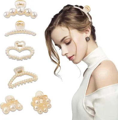 Parelkleurige haarklauwclips voor vrouwen en, Hauptbild