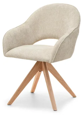 Image de Chaise de salle à manger pivotante ACANTHA - crème / chêne