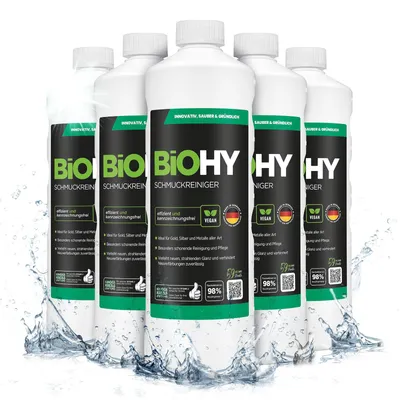 Produktbild von BiOHY Schmuckreiniger + Dosierer, Silberreiniger, Goldreiniger, Schmuckpflege, 6 x 1 l