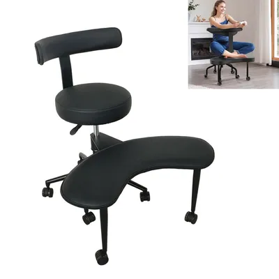 Produktbild von Bürostühle, Meditationsstuhl, Stuhl mit gekreuzten Beinen und Rollen, ADHS-Stuhl, Criss-Cross-Schreibtischstuhl mit Lendenwirbelstütze,Tragkraft:130kg