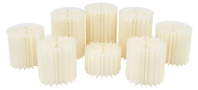 Produktbild von Dekorationssäulen - Zylindrische Blumenständer - 8er-Set - Faltbar - Papier/PVC - Für Desserts und Dekoration - Milchweiß