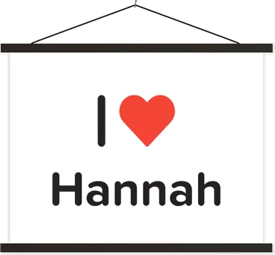 Produktbild von MuchoWow® Textilposter Ich liebe - Hannah - Mädchen 120x90 cm mit schwarzem Rahmen - Aufhänger für Poster